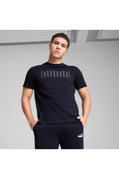 Puma تي شيرت رياضي جرافيكي جديد باللون الأزرق البحري