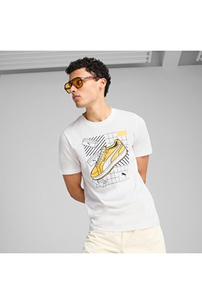 Puma تي شيرت رياضي جرافيكي من بوما باللون الأبيض