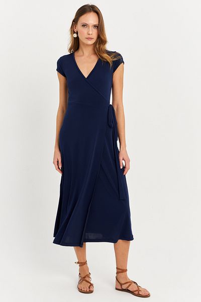 Cool & Sexy Női sötétkék duplasoros Midi ruha EY2785