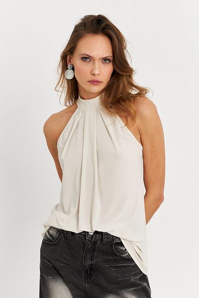 Cool & Sexy Gemusterte Damenbluse mit Neckholder-Ausschnitt LPP1273