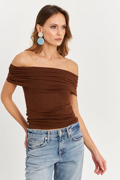 Cool & Sexy Καφέ φανελάκι Madonna Collar - Γυναικείο TF51