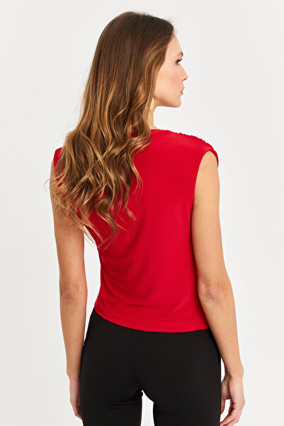 Cool & Sexy Women's Red Drawstring Sleeveless Blouse Lpp1205-90