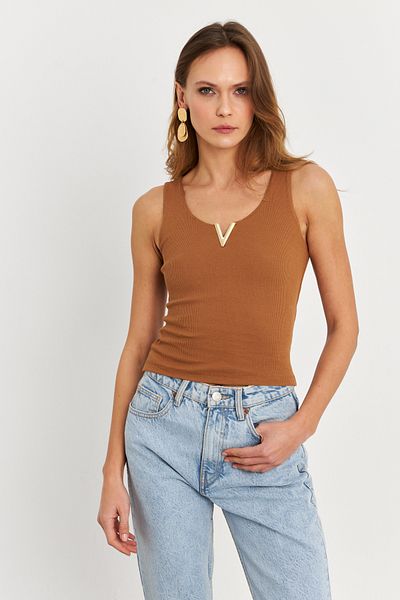 Cool & Sexy Γυναικεία μπλούζα καμιζόλα με αξεσουάρ κανέλας - RLO116