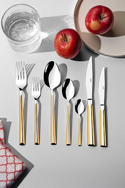 Nehir Milano Gold Plain 12-Person 89-Piece Boxed Cutlery Set