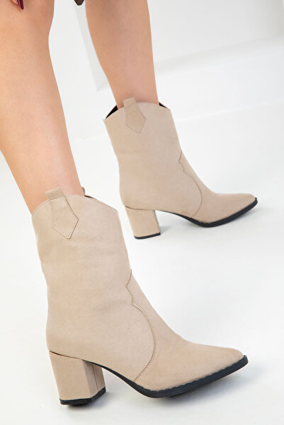 SOHO Bej Süet Kadın Bot & Bootie 15615