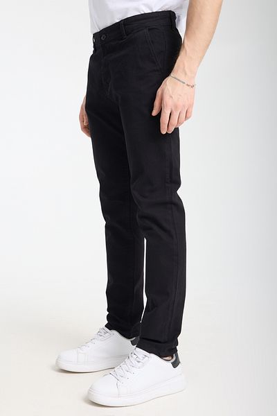 Trendyol Collection Schwarze Slim-Fit Basic Chino Flexible Gabardine-Hose TMNSS25PL00018