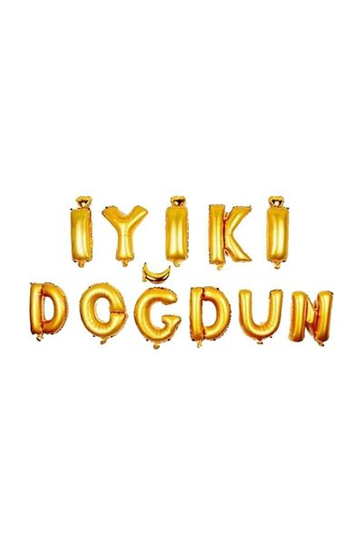 Parti dolabı Gold Gold Yellow Happy Birthday Foil Balloon Set 11 Letter Balloon Set