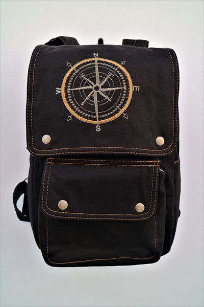 Street Bag Σακίδιο πλάτης με κέντημα πυξίδας για καθημερινή χρήση - Ταξίδια, ταξίδια, κάμπινγκ και σχολείο