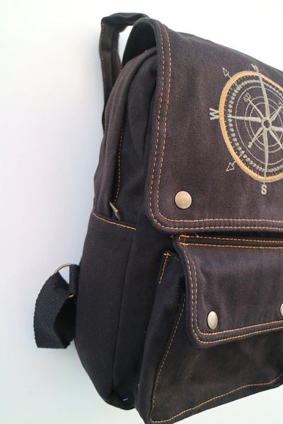 Street Bag Σακίδιο πλάτης με κέντημα πυξίδας για καθημερινή χρήση - Ταξίδια, ταξίδια, κάμπινγκ και σχολείο