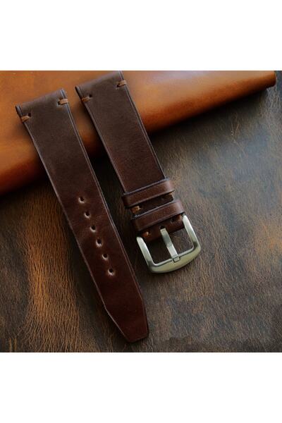 Ventum Craft 22mm Kahverengi Minimal Dikiş El Yapımı Deri Kordon