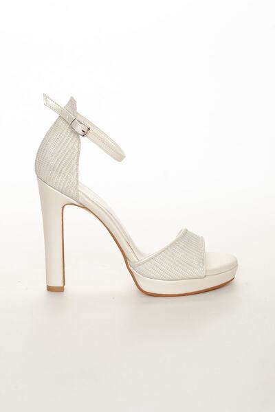 LİLLA High Heel Women's Evening Dress Pearl Color Shoes