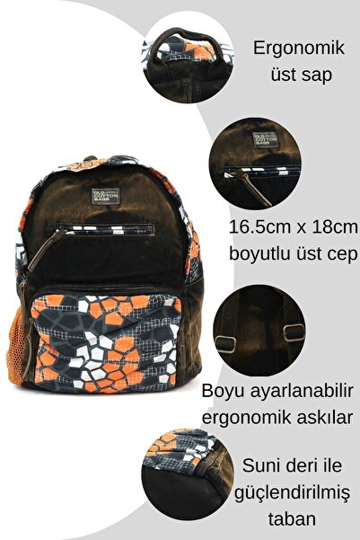 Old Cotton 5054 North Dokato Orange Laptop Notebook Σχολικό Ταξίδι Αθλητικό Κάμπινγκ Σακίδιο πλάτης από βαμβακερό ύφασμα