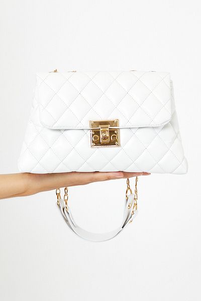 Tonny Black Shoulder Bag - White - Plain