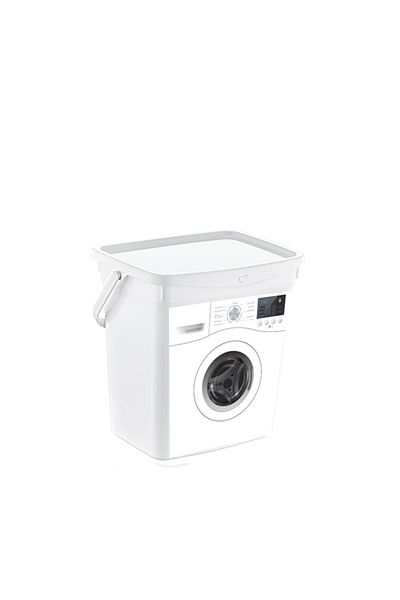 5DM 6 Lt Detergent Box - Machine Pattern - With Lid And Handle - White Color