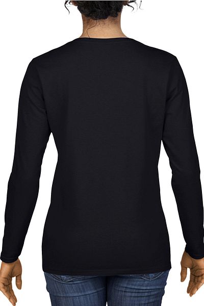 ROCKANDROLL Tricou din bumbac pieptănat cu mânecă lungă pentru femei, cu cască neagră
