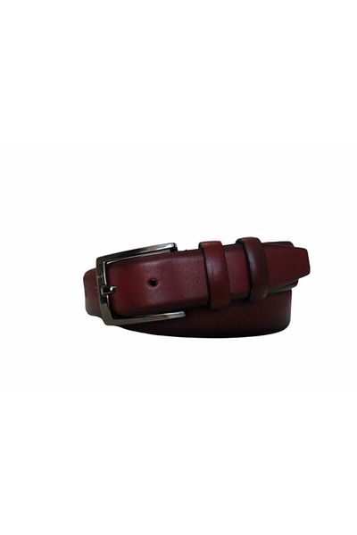 Kar-Pa Genuine Leather Claret Red Fabric Trouser Belt 3 5 cm