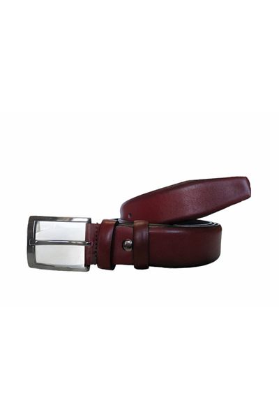 Kar-Pa Genuine Leather Claret Red Fabric Trouser Belt 3 5 cm
