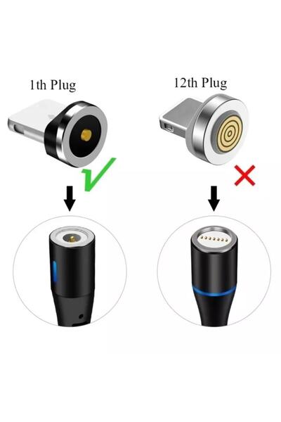 Genel Markalar 5 Adet Plug Type-c Yedek Başlık Işıklı Mıknatıslı Şarj Kabloların Plug Manyetik Başlık Dönüştürücü