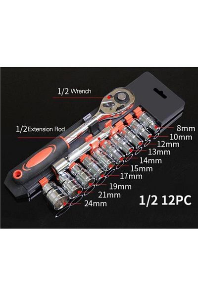 MOONSHOP 12 Piece Socket Set Ratchet Set with Stand Quality Socket Set Wrench Set Wrench Set