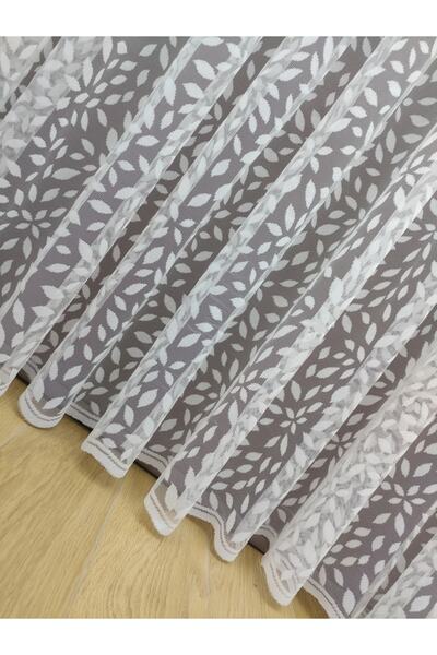 perdealemi 100x260 Leaf Patterned French Lace Tulle Curtain - Normal Pleat, 1/2.5