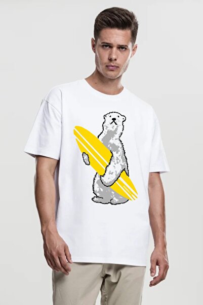 ROCKANDROLL Tricou cu mânecă scurtă oversize Pole Surf alb pentru bărbați