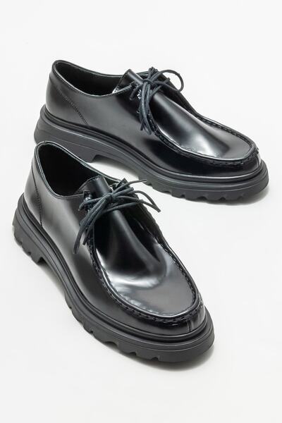 Elle Shoes Siyah Deri Kadın Günlük Düz Ayakkabı