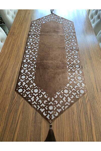 NURHAN HOME COLLECTION مفرش طاولة باللون البني من الطراز السلجوقي