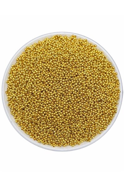 Hedef Bijuteri 2mm Gold / Altın Sarısı Renk Metal Demir Top Boncuk,takı Yapım Boncuğu (25gr ~1150 Adet)