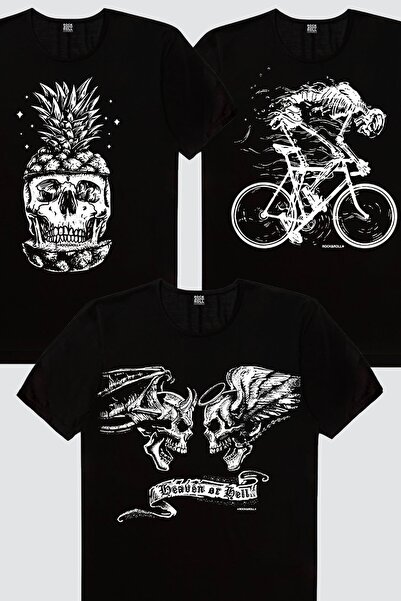 ROCKANDROLL Muška crna ananas glava, anđeo-đavo, brži 3-dijelni ekološki pake...