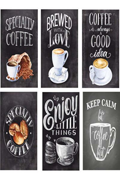 Hayat Poster Σετ 6 Μίνι ρετρό ξύλινες αφίσες κόκκων καφέ - Εκτύπωση UV