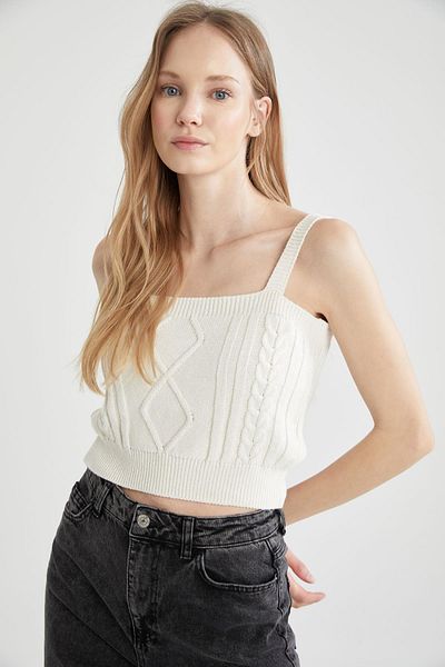 DeFacto Slim Fit čtvercový límec s oboustranným úpletovým nátělníkem