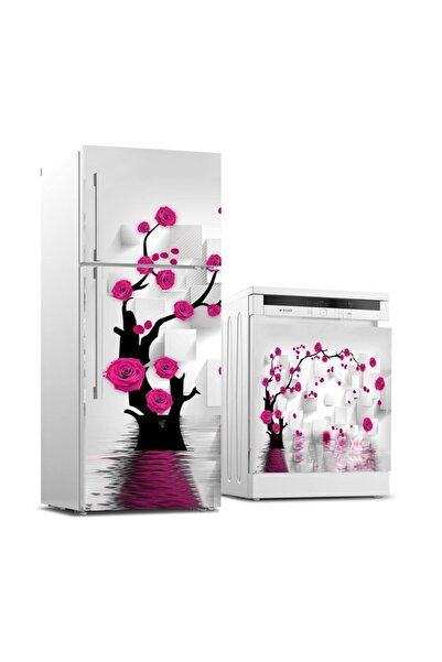StickerArt Buzdolabı Ve Bulaşık Makinası Beyaz Eşya Sticker Kaplama Gül Ağaç