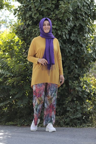 Zey&Ka Butik Flower Pattern Tunic Trousers Double Set