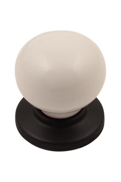 bablife Porselen Görünümlü Misket Düğme Beyaz Siyah Tek Ebat Çekmece Dolap Mo...