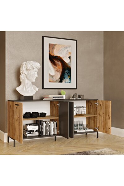 L'occi Concept Joseph Tv Ünitesi Orta Sehpa Konsol Kitaplık 4'Lü Set Çam JZ6-AA