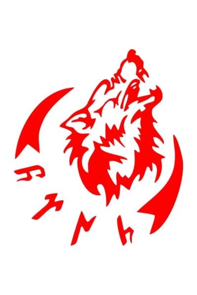 TSC ملصق تلقائي على شكل هلال الذئب والنص التركي باللون الأحمر 25 سم