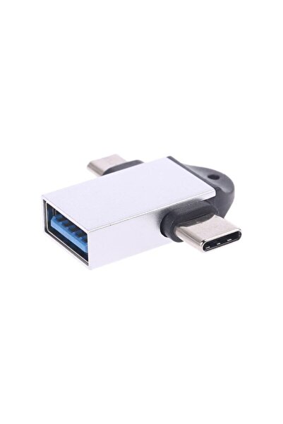 Streak 3 In 1 Micro Usb Type-c Dönüştürücü Çevirici Adaptör Otg Aparatı - Gümüş