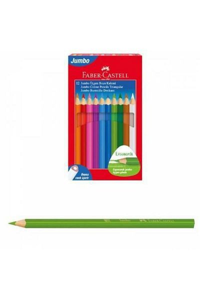 Faber Castell Faber-Castell Dry Paint Cardboard Box Jumbo Full Size Triangle 12 Colors White