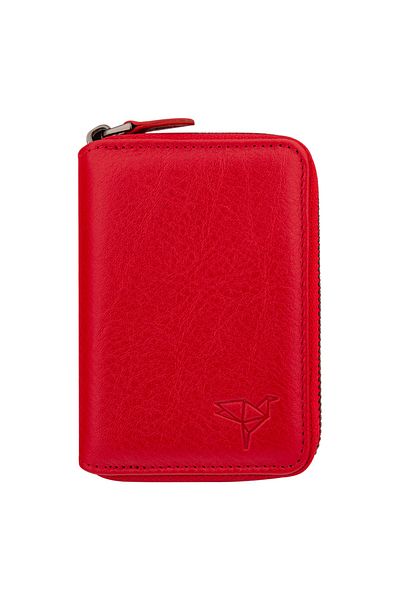 Garbalia Chain Genuine Leather Red Unisex Card Holder & Money Portfolio