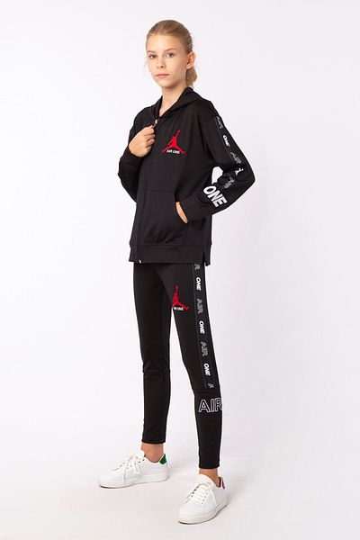 Black One طقم سويت شيرت بناتي مخطط ومطبوع