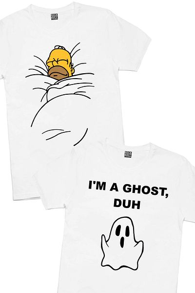 ROCKANDROLL Ανδρικό μπλουζάκι White Cute Ghost, Sleepy Dad Eco Pack 2 τεμαχίων