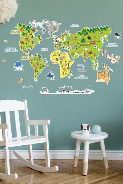 TUGİBU World Map Wall Sticker Set