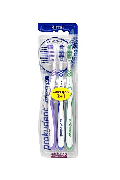 prokudent Medium 3-Piece Toothbrush Set