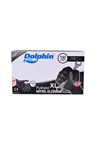 Dolphin نيتريل خالي من البودرة أسود سميك للغاية مقاس 100 قطعة (xl).