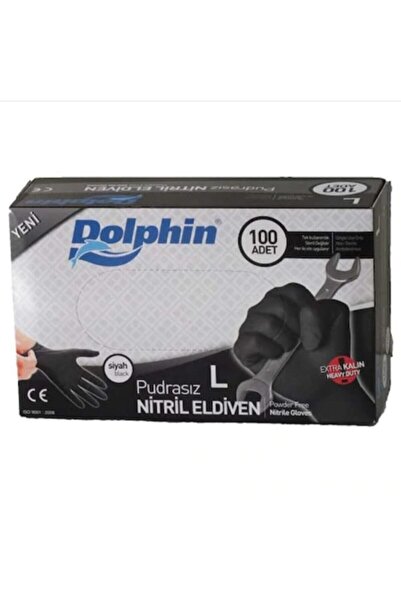 Dolphin Nitril Pudrasız Extra Kalın Siyah 100'lü (l) Beden