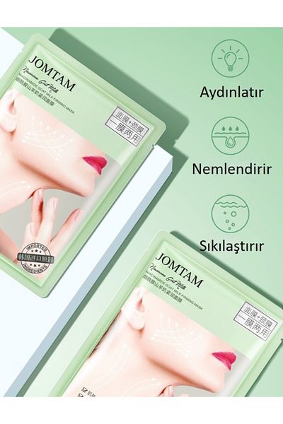 JOMTAM Niacinamide and Goat Milk Firming Face, Chin and Neck Masks Set of 5 30 gr x 5 Pieces