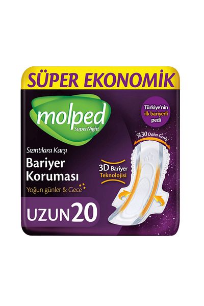 Molped Supernight Sanitary Pads - Long Economic Set of 20