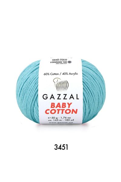 Gazzal Τυρκουάζ Baby Cotton Amigurumi Thread - 3451 - 50 Γρ. Σχοινί διάτρησης