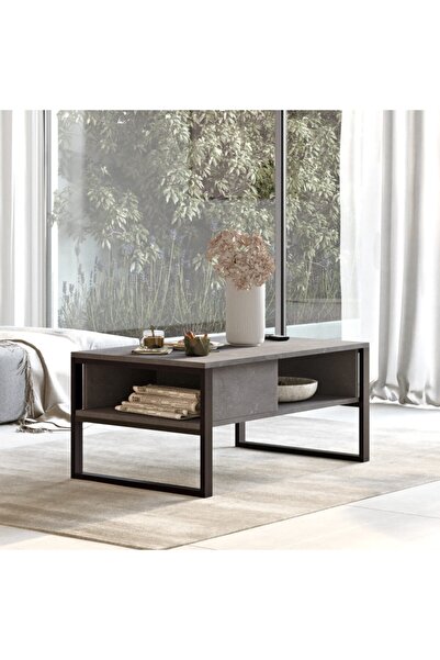 L'occi Concept Hw34 Hewson Metal Orta Sehpa Raflı Beton