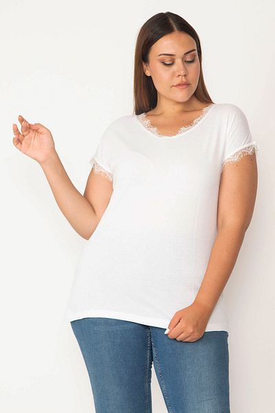 Şans Plus Size Blouse - White - Relaxed fit